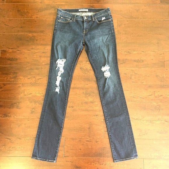 ANTHROPOLOGIE J Brand Denim Low Rise Pencil Leg Jeans Distressed Size 30 - Picture 2 of 12
